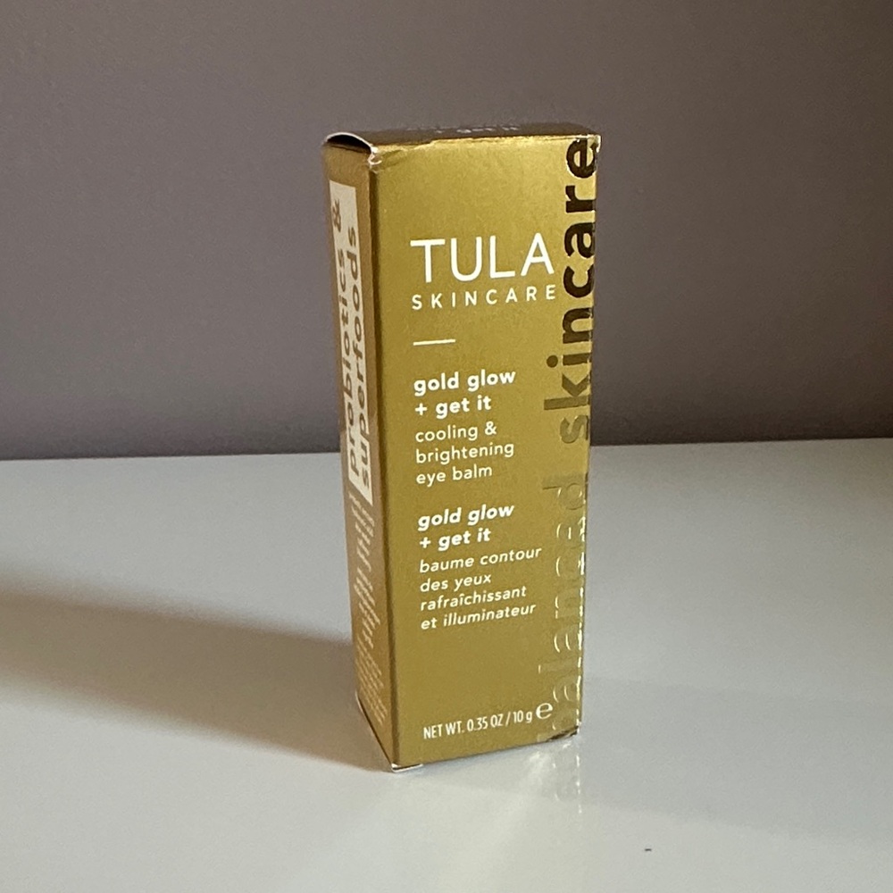 TULA gold glow and get it cooling and brightening eye balm